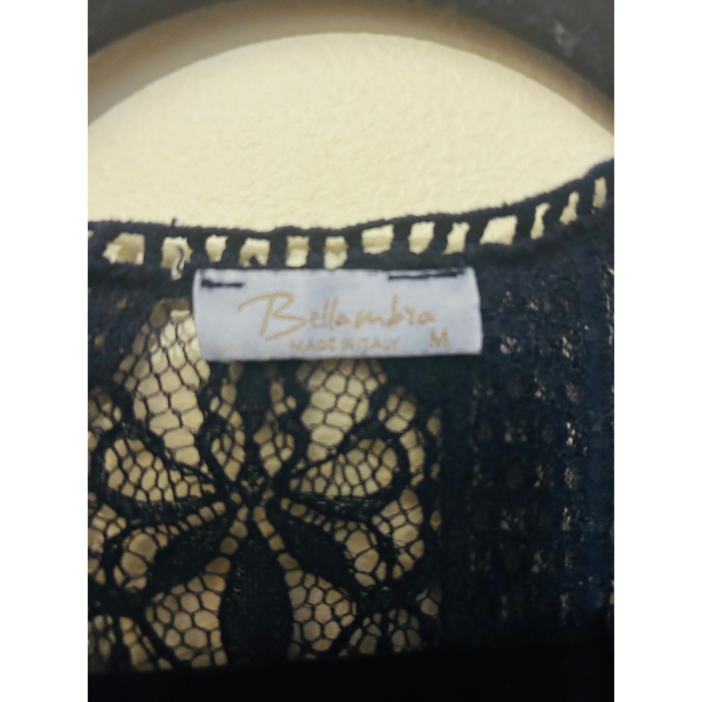 Bellambra Blouse Women Medium Navy Blue Excellent Silk Lace Boho Made in Italy - Picture 6 of 12